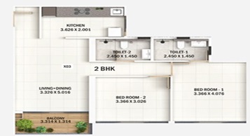 Kumar Hadapsar 2BHK Plan